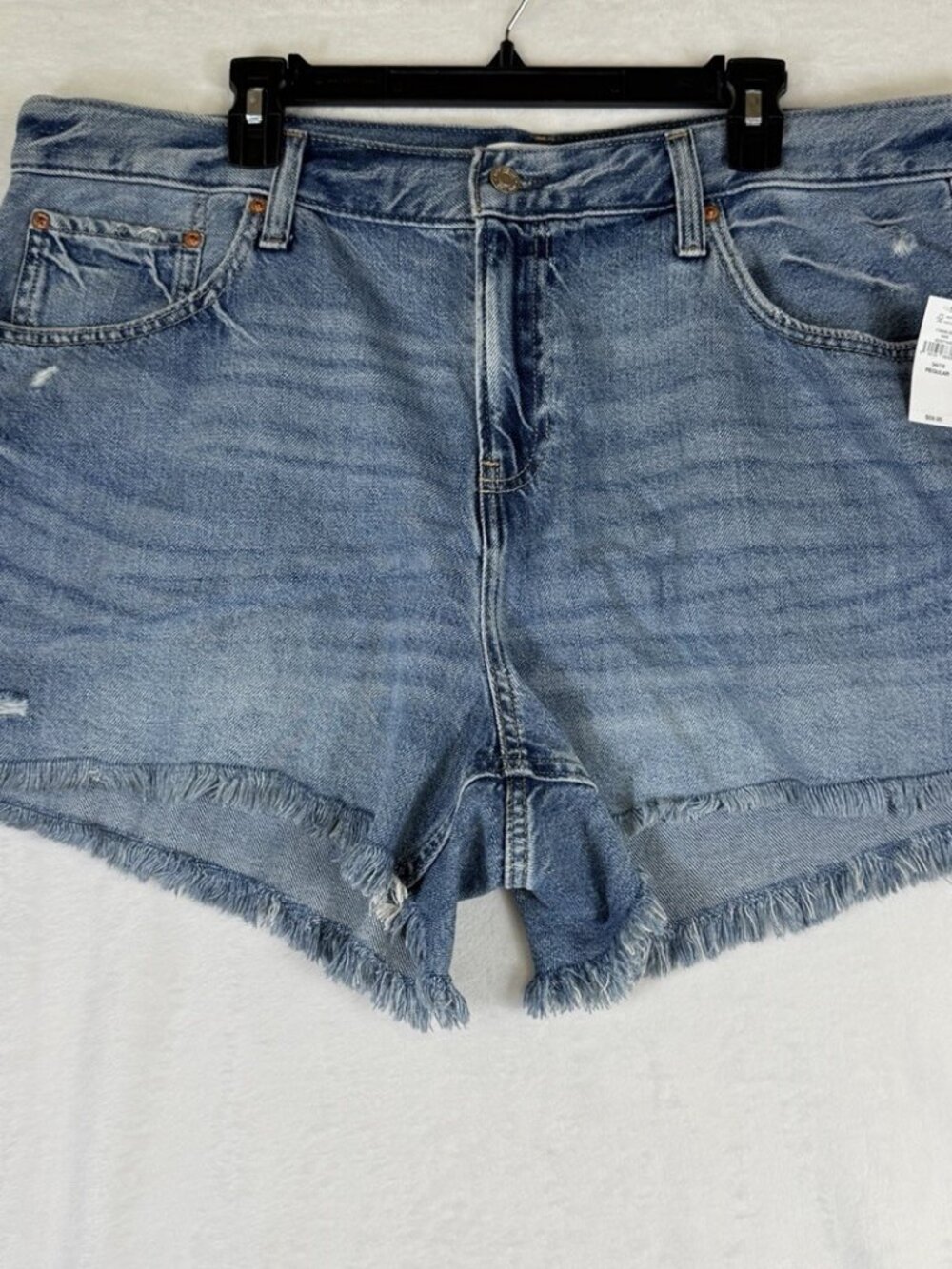 Gap Ultrasoft Denim Shorts 34 Womens 18 Blue Fringe Jean Mid Rise Cut Off New